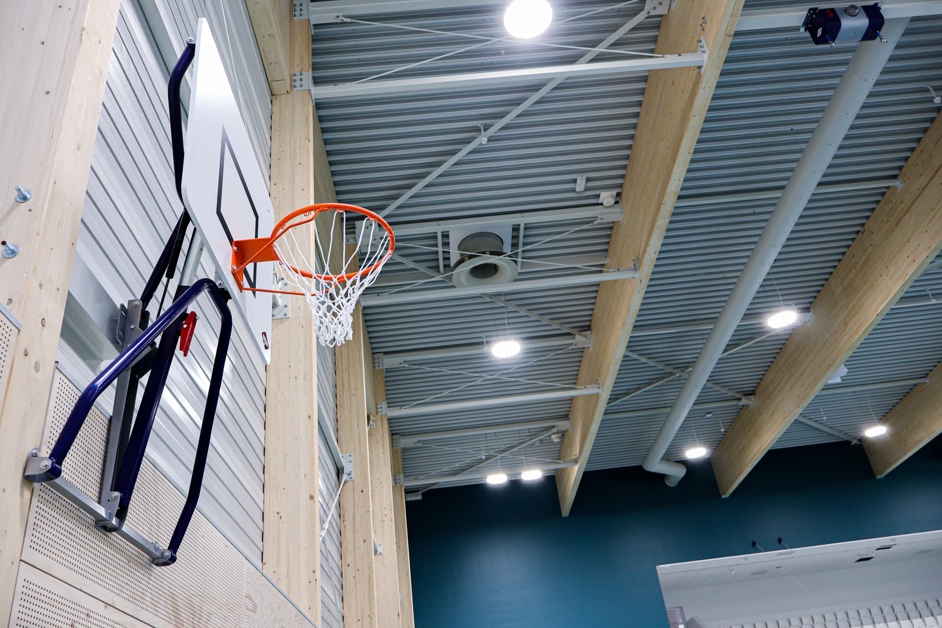 A basketball net in the sports hall